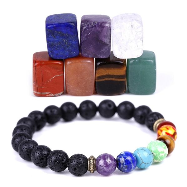 lava rock 7 chakra bracelet natural yoga energy stone beads set, Black
lava rock 7 chakra bracelet natural yoga energy stone beads set, Black