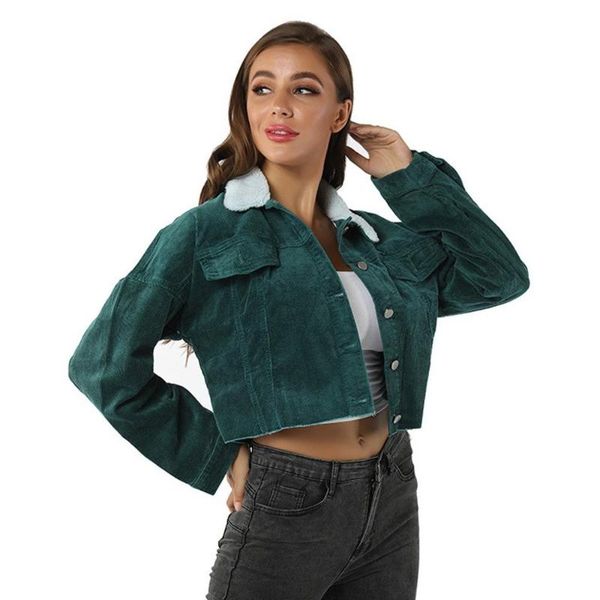 women's jackets casual corduroy coat long sleeve pocket button denim short jacket outcoat 2021 spring arrival h1, Black;brown
women's jackets casual corduroy coat long sleeve pocket button denim short jacket outcoat 2021 spring arrival h1, Black;brown