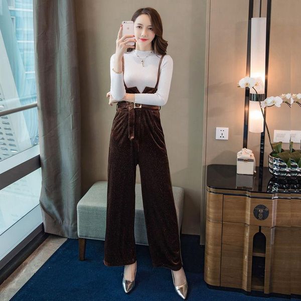 women's tracksuits women 2021 spring autumn pants set female knit sweater + fashion velvet overall outfits casual 2 pieces suit e438, Gray
women's tracksuits women 2021 spring autumn pants set female knit sweater + fashion velvet overall outfits casual 2 pieces suit e438, Gray