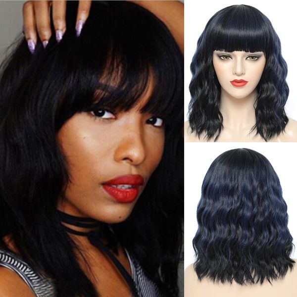 headband wig synthetic hair short bob wave wigs with bangs for women pink twelve colors frontal cosplay heat resistant, Black
headband wig synthetic hair short bob wave wigs with bangs for women pink twelve colors frontal cosplay heat resistant, Black