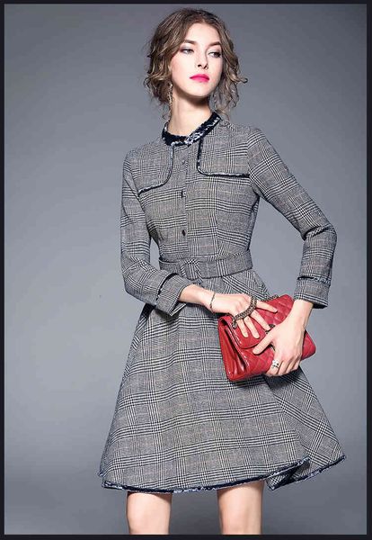 autumn women elegant vintage houndstooth party dress ladies spring high waist velvet wrapped edge plus size midi dresses, Black;gray
autumn women elegant vintage houndstooth party dress ladies spring high waist velvet wrapped edge plus size midi dresses, Black;gray