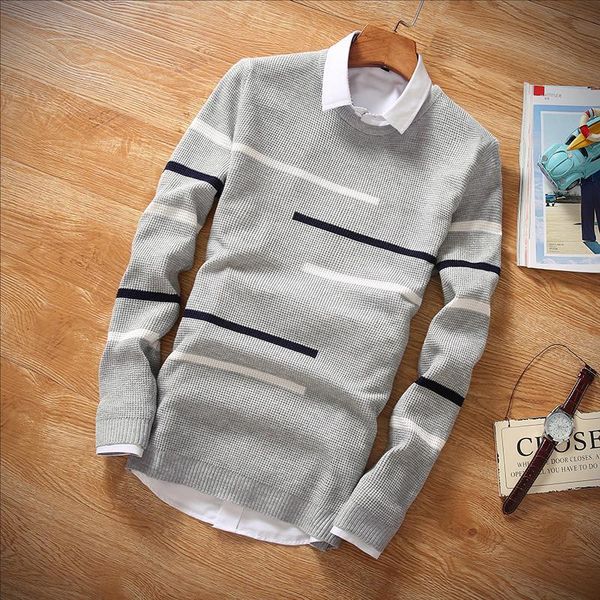 men's sweaters fall winter men contrast color striped knitted crew neck inner sweater slim long sleeve pullover leisure warm 2021, White;black
men's sweaters fall winter men contrast color striped knitted crew neck inner sweater slim long sleeve pullover leisure warm 2021, White;black