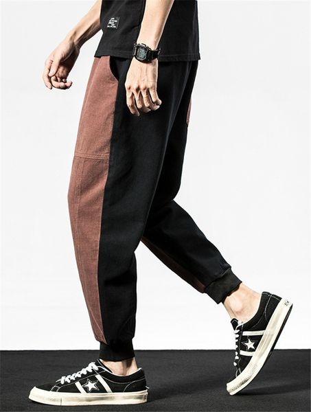 male trousers designer harem casual patchwork color long mens pants drawstring mid waist, Black
male trousers designer harem casual patchwork color long mens pants drawstring mid waist, Black