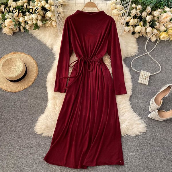 neploe elegant all-match drawstring slim wasit dress autumn fashion solid color vestidos simple long sleeve women dresses 94485 210422, Black;gray
neploe elegant all-match drawstring slim wasit dress autumn fashion solid color vestidos simple long sleeve women dresses 94485 210422, Black;gray