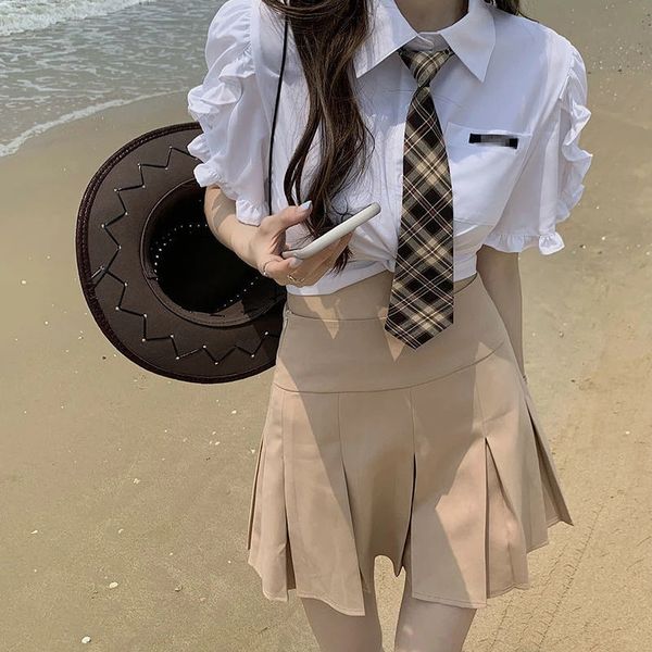 women's shorts short-sleeve shirt assembly summer thin upper waist skirt plied harajuku y2k middle-length university style female jxpz, White;black
women's shorts short-sleeve shirt assembly summer thin upper waist skirt plied harajuku y2k middle-length university style female jxpz, White;black
