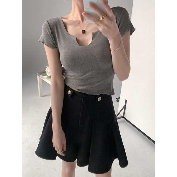 summer silm solid tshirts for women elegant temperament office lady tees female fashion all-match woman crop 210525, White
summer silm solid tshirts for women elegant temperament office lady tees female fashion all-match woman crop 210525, White