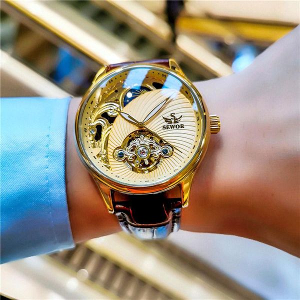 wristwatches tourbillon automatic mechanical men leather watchd skeleton male watches sport business clock relogio masculino, Slivery;brown
wristwatches tourbillon automatic mechanical men leather watchd skeleton male watches sport business clock relogio masculino, Slivery;brown
