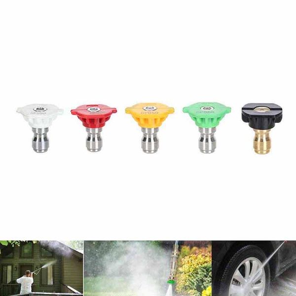 5pcs quick-connect nozzle tool pressure washer spray tips multiple degree quick connect attachment car metal bath accessory set 
5pcs quick-connect nozzle tool pressure washer spray tips multiple degree quick connect attachment car metal bath accessory set