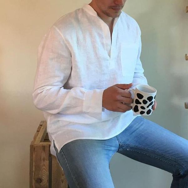 feitong men's summer blouses baggy beach hawaiian cotton linen solid color long sleeve v neck white shirts 2021 casual, White;black
feitong men's summer blouses baggy beach hawaiian cotton linen solid color long sleeve v neck white shirts 2021 casual, White;black