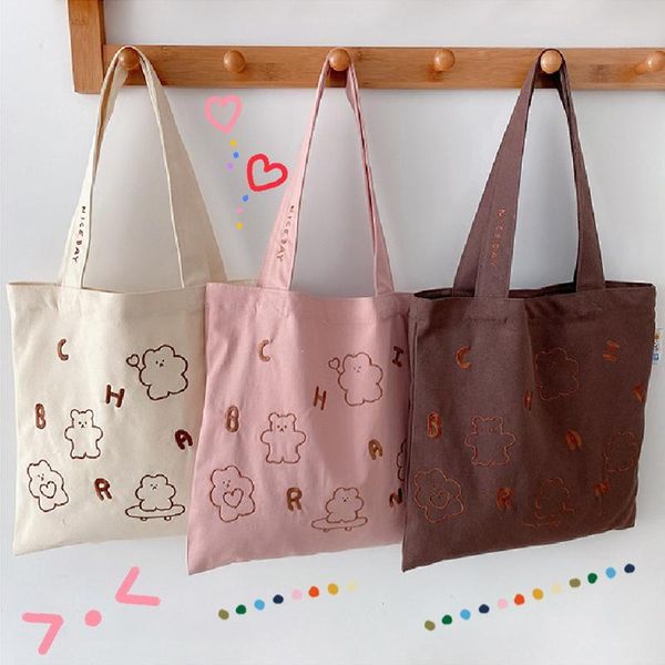hylhexyr large cotton canvas tote bag cartoon bear embroidered cloth shoulder bags lovely leisure handbag
hylhexyr large cotton canvas tote bag cartoon bear embroidered cloth shoulder bags lovely leisure handbag