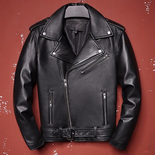 men's leather & faux spring classical motorcycle oblique zipper jackets men jacket natural moto sheepskin coat man, Black
men's leather & faux spring classical motorcycle oblique zipper jackets men jacket natural moto sheepskin coat man, Black