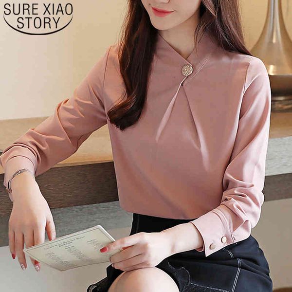 autumn ladies white and pink shirts for women solid button stand chiffon blouse long sleeve 7096 50 210415
autumn ladies white and pink shirts for women solid button stand chiffon blouse long sleeve 7096 50 210415