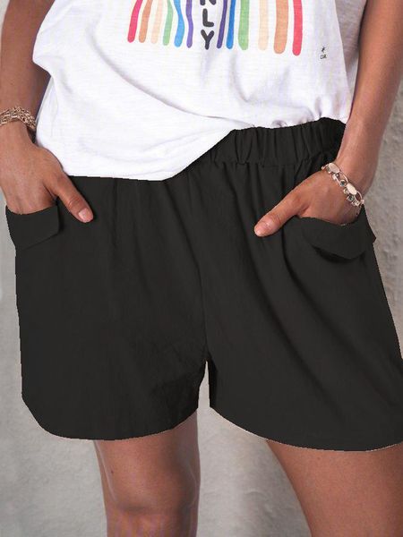 women's shorts summer for women solid elastic waist pocket straight loose bottom beach casual, White;black
women's shorts summer for women solid elastic waist pocket straight loose bottom beach casual, White;black