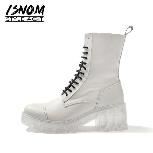 boots isnom transparent outsole ladies ankle clear heels platform booties lace up genuine leather shoes woman square, Black 
boots isnom transparent outsole ladies ankle clear heels platform booties lace up genuine leather shoes woman square, Black