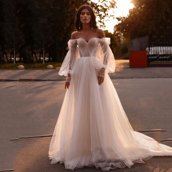 wedding dress off the shoulder beach lace sweetheart puffy sleeves princess wedding gown boho bride dresses vestido de noiva, White
wedding dress off the shoulder beach lace sweetheart puffy sleeves princess wedding gown boho bride dresses vestido de noiva, White