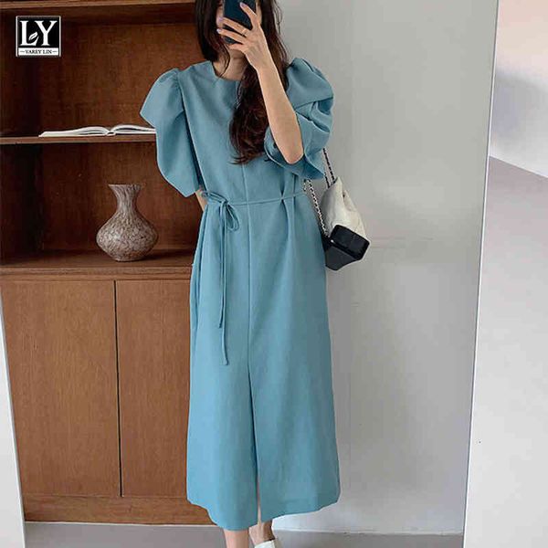 dresses summer women casual o-neck solid color elegant puff sleeve loose lace up medium length dresses, Black;gray
dresses summer women casual o-neck solid color elegant puff sleeve loose lace up medium length dresses, Black;gray
