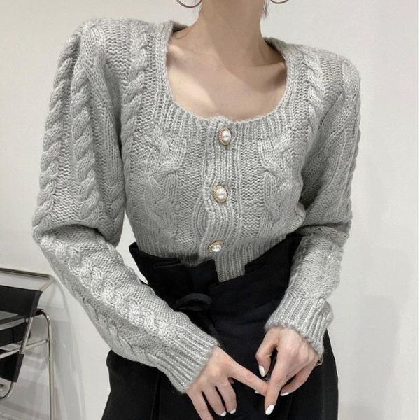 women's knits & tees exquisite single breasted o neck sweater 2021 autumn elegant chic twist knitted cardigan coat long sleeve woman, White
women's knits & tees exquisite single breasted o neck sweater 2021 autumn elegant chic twist knitted cardigan coat long sleeve woman, White