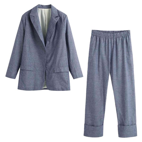 women two piece set faded blue blazer & flecked trousers high-waist elastic waistband turn-up hems 210420, White;black
women two piece set faded blue blazer & flecked trousers high-waist elastic waistband turn-up hems 210420, White;black