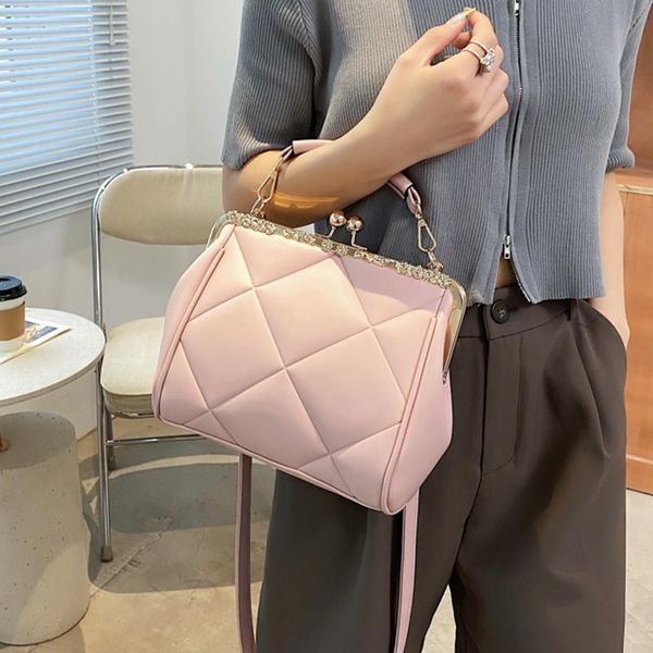 evening bags fashion soft pu leather crossbody for women 2021 summer ladies metal frame purse handbag shoulder pack