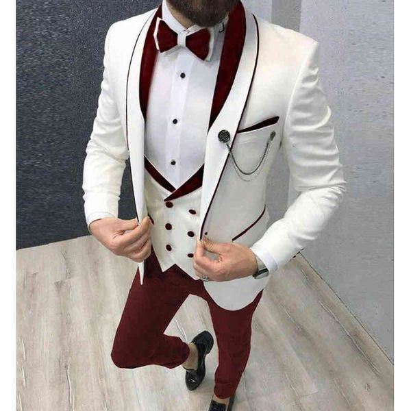 men's suits & blazers slim fit casual men 3 piece groom tuxedo for wedding prom burgundy and white male fashion costume jacket waistcoa, White;black
men's suits & blazers slim fit casual men 3 piece groom tuxedo for wedding prom burgundy and white male fashion costume jacket waistcoa, White;black