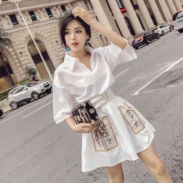 loose white lapel three quarter shirts dress women mini with belt casual summer fashion short sleeve embroidery tassel bandage 210429, Black;gray
loose white lapel three quarter shirts dress women mini with belt casual summer fashion short sleeve embroidery tassel bandage 210429, Black;gray