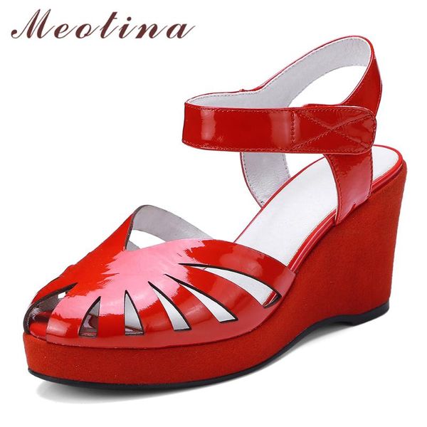 dress shoes meotina summer women sandals natural genuine leather wedges high heel wedding patent cow cutout red, Black
dress shoes meotina summer women sandals natural genuine leather wedges high heel wedding patent cow cutout red, Black