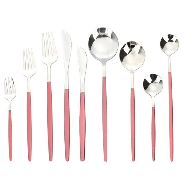 flatware sets cutlery set pink silver stainless steel dinnerware knife dessert fork salad spoon teaspoon western cuisine
flatware sets cutlery set pink silver stainless steel dinnerware knife dessert fork salad spoon teaspoon western cuisine