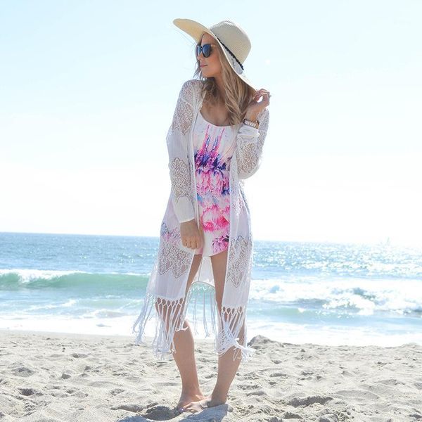 women's swimwear lace tassel cardigan bikini blouse beach coat swimsuit sunscreen, White;black
women's swimwear lace tassel cardigan bikini blouse beach coat swimsuit sunscreen, White;black