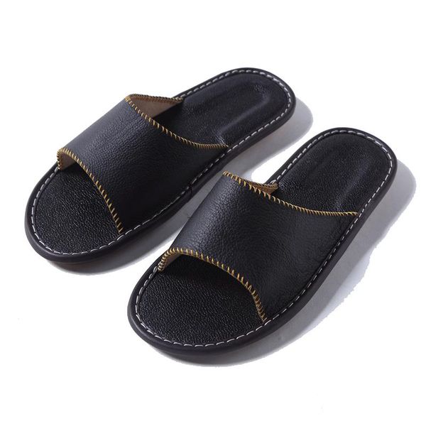 slippers summer pure leather home couple female indoor non-slip tpr bottom sandals, Black
slippers summer pure leather home couple female indoor non-slip tpr bottom sandals, Black