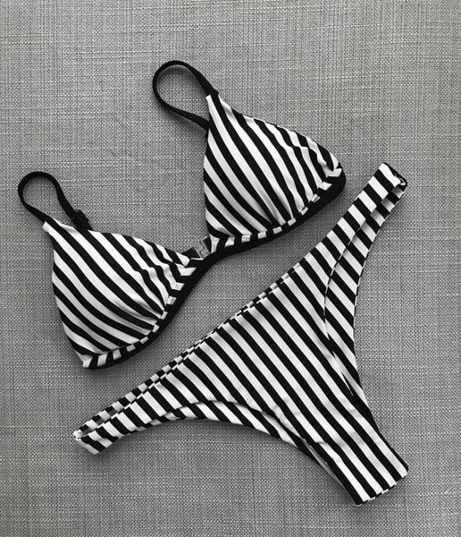 swimsuit black and white striped split women's bikini triangl swimwear, White;black
swimsuit black and white striped split women's bikini triangl swimwear, White;black