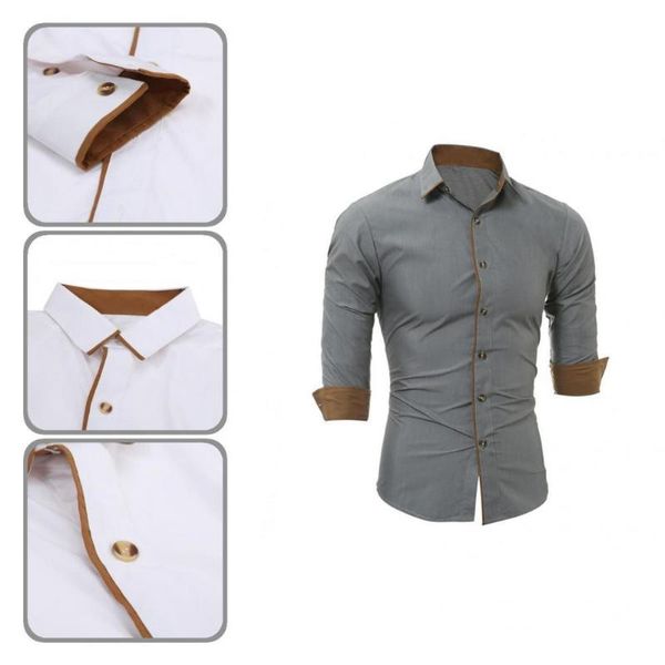 men's casual shirts turn-down collar great anti-iron male shirt formal buttons for office, White;black
men's casual shirts turn-down collar great anti-iron male shirt formal buttons for office, White;black