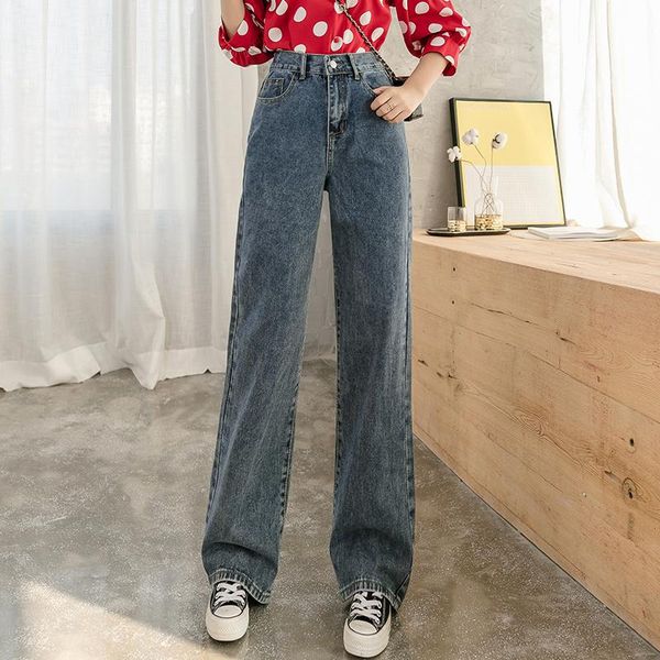women's jeans spring 2021 high waist elastic wide-leg pants loose mop trousers straight boyfriend, Blue
women's jeans spring 2021 high waist elastic wide-leg pants loose mop trousers straight boyfriend, Blue