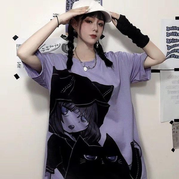 women's t-shirt japanese short sleeve korean version harajuku style cute girl cartoon two dimensional print fashion, White
women's t-shirt japanese short sleeve korean version harajuku style cute girl cartoon two dimensional print fashion, White