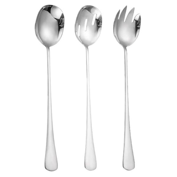 forks 3pcs stainless steel salad spork and colander with lengthened handle three-piece set
forks 3pcs stainless steel salad spork and colander with lengthened handle three-piece set