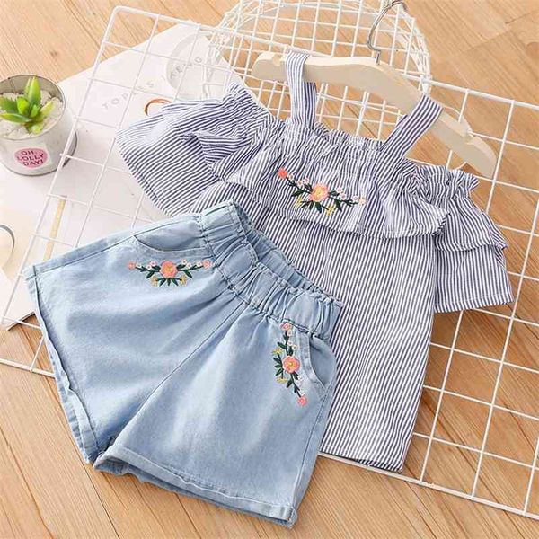 fashion 3 4 -11 12 years cotton striped embroidery off shoulder strap t-shirt + shorts 2 pieces baby kids girls summer sets 210701, White
fashion 3 4 -11 12 years cotton striped embroidery off shoulder strap t-shirt + shorts 2 pieces baby kids girls summer sets 210701, White
