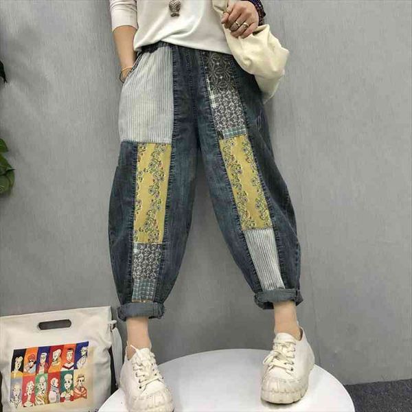 spring fall fashion elastic waist womens jeans floral print vintage patchwork ankle length denim pant female streetwear punk folk, Blue
spring fall fashion elastic waist womens jeans floral print vintage patchwork ankle length denim pant female streetwear punk folk, Blue