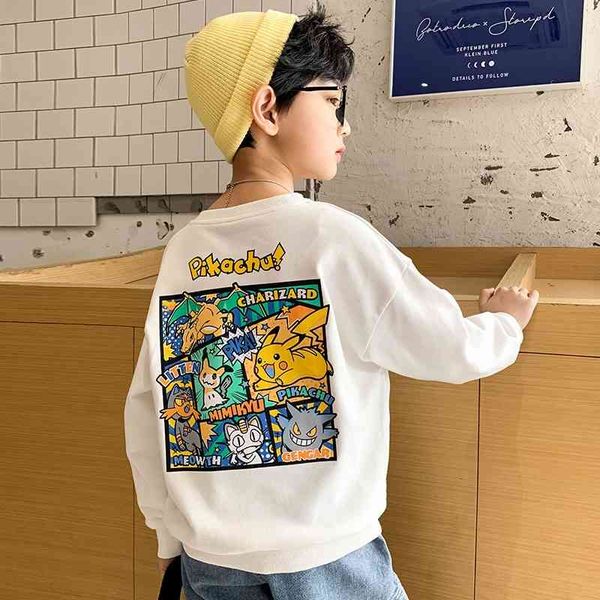 children's wear boys' loose t-shirt cartoon sweater, White 
children's wear boys' loose t-shirt cartoon sweater, White