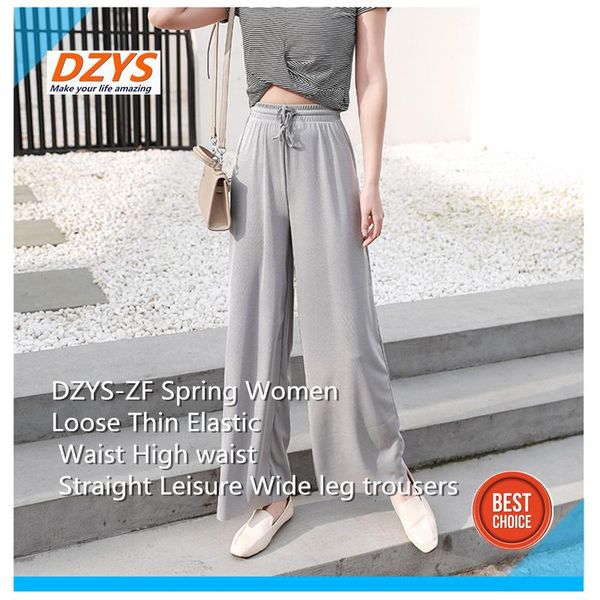 women's pants & capris dzys-zf spring women loose thin elastic waist high straight leisure wide leg trousers, Black;white
women's pants & capris dzys-zf spring women loose thin elastic waist high straight leisure wide leg trousers, Black;white