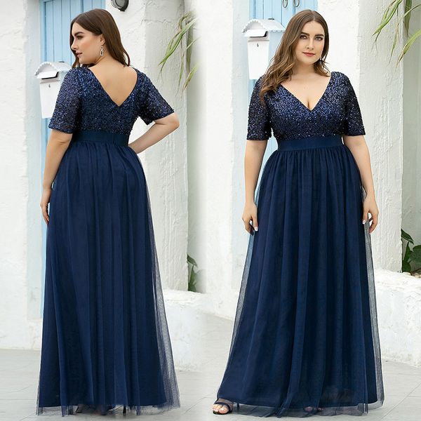 women's plus size dresses sequins grenadine floor-length dresses knee-length dinner party navy blue v-neck grenadine lace evening dress, Black
women's plus size dresses sequins grenadine floor-length dresses knee-length dinner party navy blue v-neck grenadine lace evening dress, Black