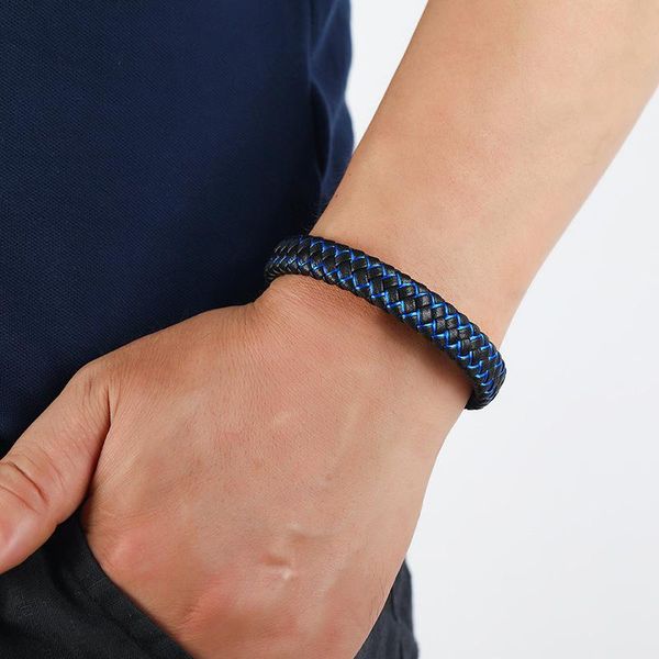 charm bracelets punk braided genuine leather bracelet for men women jewelry stainless steel magnetic clasp blue red birthday gifts, Golden;silver
charm bracelets punk braided genuine leather bracelet for men women jewelry stainless steel magnetic clasp blue red birthday gifts, Golden;silver