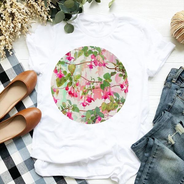 floral flower print short sleeve womens o neck loose ladies summer causal tee clothes, White
floral flower print short sleeve womens o neck loose ladies summer causal tee clothes, White