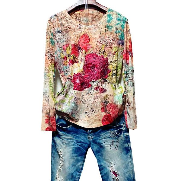 women's t-shirt 2021 autumn drilling butterfly rose print t shirt women long sleeve graphic tees modis tshirt 4xl loose tee femme, White
women's t-shirt 2021 autumn drilling butterfly rose print t shirt women long sleeve graphic tees modis tshirt 4xl loose tee femme, White