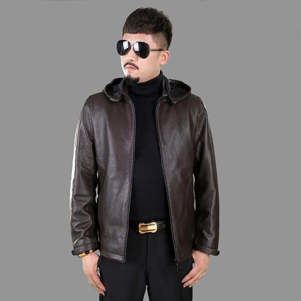 men's leather & faux 2021 authentic first layer deerskin hooded detachable jacket slim fit spring and autumn genuine, Black
men's leather & faux 2021 authentic first layer deerskin hooded detachable jacket slim fit spring and autumn genuine, Black