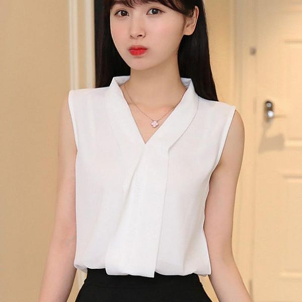women's blouses & shirts s-xxl formal chiffon office ladies femme sleeveless blouse women v-neck shirt summer for 2021, White
women's blouses & shirts s-xxl formal chiffon office ladies femme sleeveless blouse women v-neck shirt summer for 2021, White