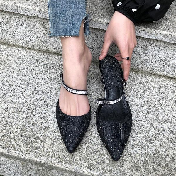 slippers lovirs women glitter pointed toe spike heel cone rhinestone decoration elegant sexy, Black
slippers lovirs women glitter pointed toe spike heel cone rhinestone decoration elegant sexy, Black