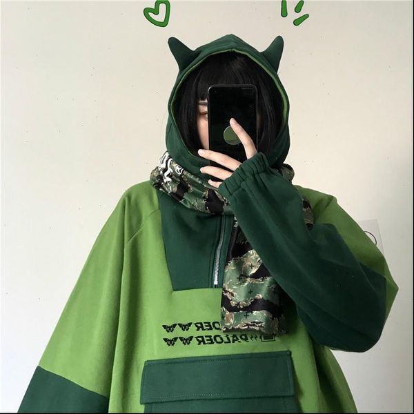 hoodies women cartoon ears cute hooded long sleeve autumn winter plus velet pullover sudadera mujer 56093, Black 
hoodies women cartoon ears cute hooded long sleeve autumn winter plus velet pullover sudadera mujer 56093, Black