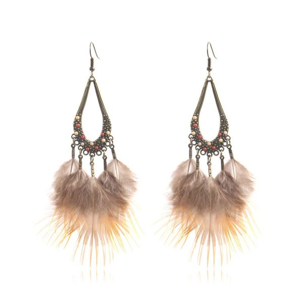 bohemian summer dangle earrings for women ethnic jewelry drop-shaped rice bead long brown feather earring danglers, Silver
bohemian summer dangle earrings for women ethnic jewelry drop-shaped rice bead long brown feather earring danglers, Silver