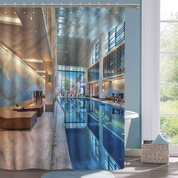 floral shower curtain spa calming relaxing pool seats kids bathroom shower curtain w48 xl72