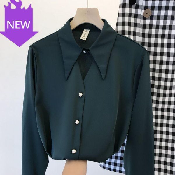 chiffon shirt women's temperament beaded blouse shirts office ladies blusa 2021 spring korean style long sleeve lapel silk blouses &, White
chiffon shirt women's temperament beaded blouse shirts office ladies blusa 2021 spring korean style long sleeve lapel silk blouses &, White