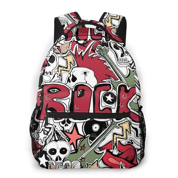 casual daypack crazy punk rock abstract skulls pins guitars disk stars lips travel school bag with pockets for student bags
casual daypack crazy punk rock abstract skulls pins guitars disk stars lips travel school bag with pockets for student bags